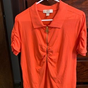 Michael Kors Orange Polo/ zipper gold front 1x